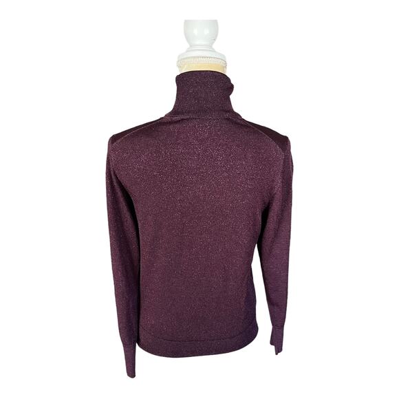 Kate Spade Purple Maroon Sparkly Metallic Turtleneck Sweater EUC Size Medium - Picture 3 of 5